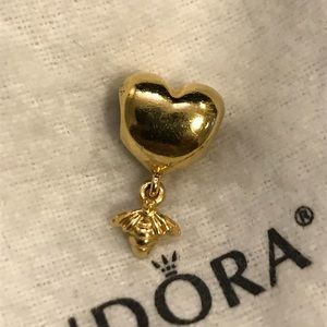 Authentic Pandora Shine Heart and Bee Charm